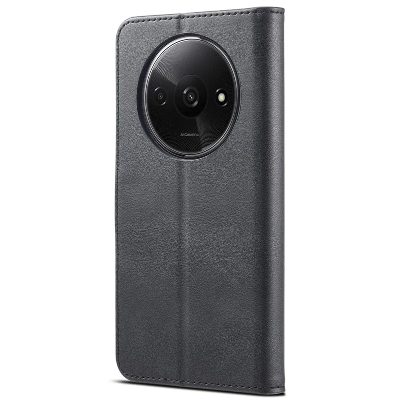 LC.IMEEKE til Xiaomi Redmi A3 / Poco C61 4G Taske med Kalvlæderstruktur Flip Stående Stødfast Telefonbeskyttelse - Sort