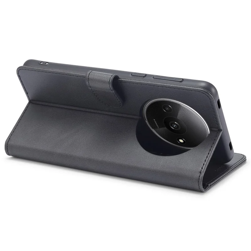 LC.IMEEKE til Xiaomi Redmi A3 / Poco C61 4G Taske med Kalvlæderstruktur Flip Stående Stødfast Telefonbeskyttelse - Sort