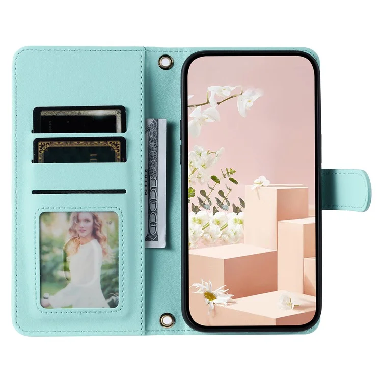 For Oppo A79 5G / A2 5G / OnePlus Nord N30 SE 5G Case Rhombus Grid Leather Crossbody Phone Cover - Mint Green