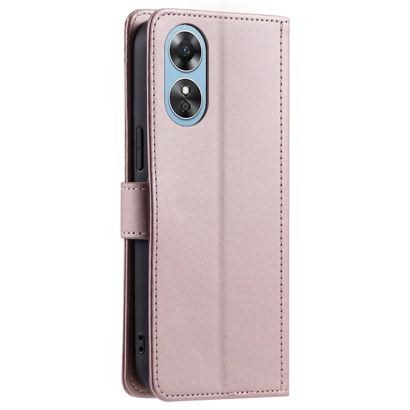 For Oppo A78 4G Case PU Stand View Leather Flip Phone Cover with Shoulder Strap - Rose Gold
