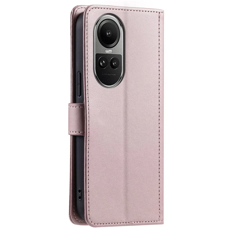 Чехол для Oppo Reno10 5G (Global) / Reno10 Pro 5G (Global) - кожаный откидной чехол-подставка, розовое золото