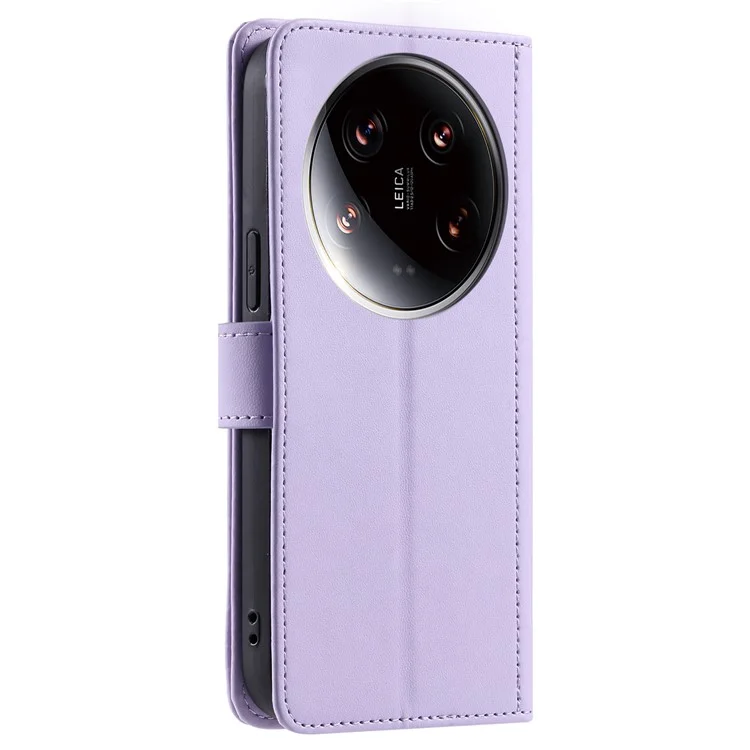 For Xiaomi 14 Ultra Wallet Case PU Leather Flip Stand View Phone Cover - Purple