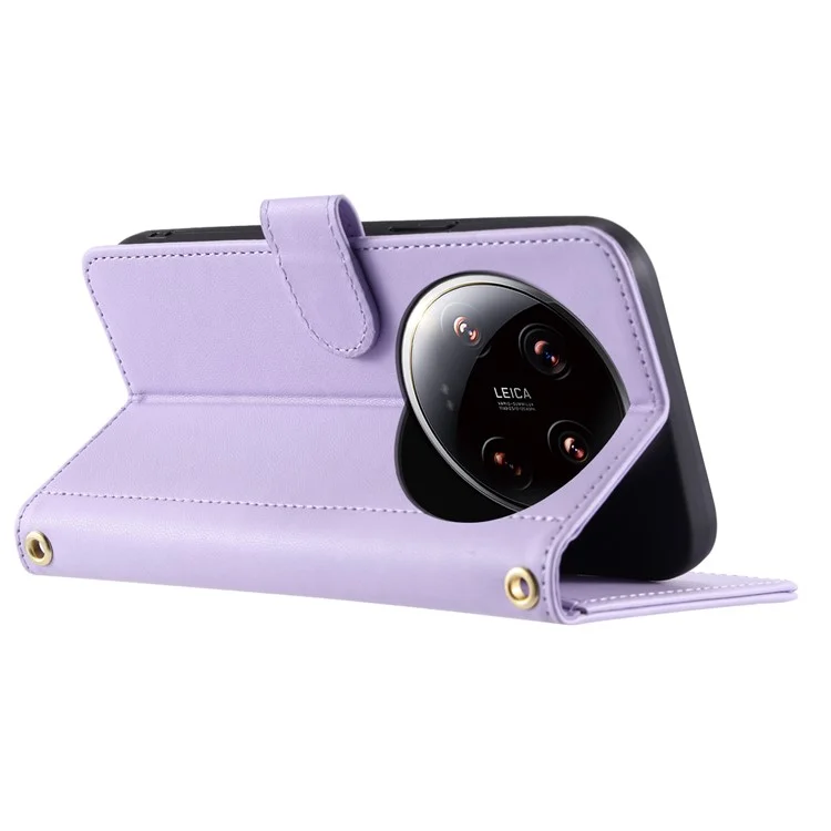 For Xiaomi 14 Ultra Wallet Case PU Leather Flip Stand View Phone Cover - Purple