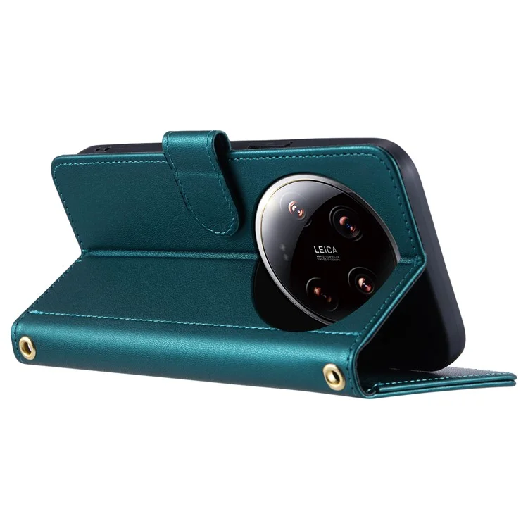 Für Xiaomi 14 Ultra Brieftasche Hülle PU-Leder Flip Stand View Phone Cover - Grün