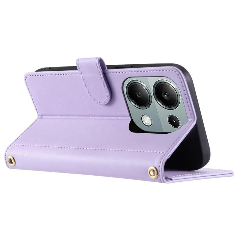 For Xiaomi Redmi Note 13 Pro 4G / Poco M6 Pro 4G Magnetic Phone Case Leather Rhombus Grid Stand Cover - Purple
