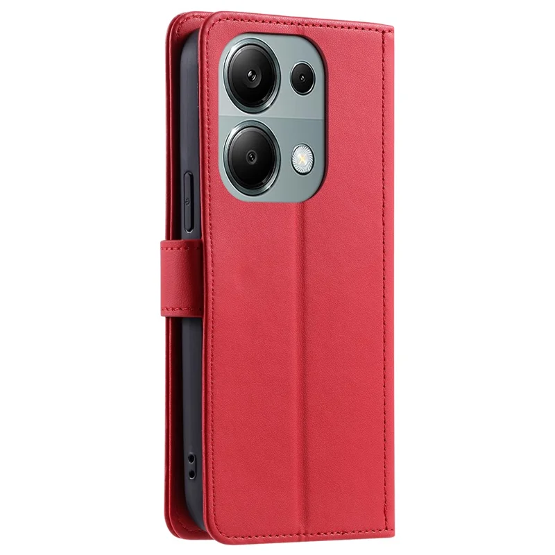 For Xiaomi Redmi Note 13 Pro 4G / Poco M6 Pro 4G Magnetic Phone Case Leather Rhombus Grid Stand Cover - Red