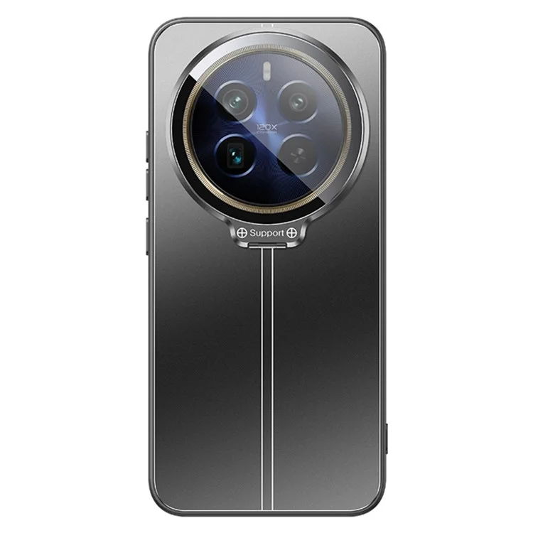For Realme 12 Pro 5G / 12 Pro+ 5G Case with Lens Kickstand Shockproof PC+TPU Phone Cover - Black