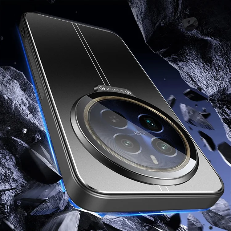 For Realme 12 Pro 5G / 12 Pro+ 5G Case with Lens Kickstand Shockproof PC+TPU Phone Cover - Black