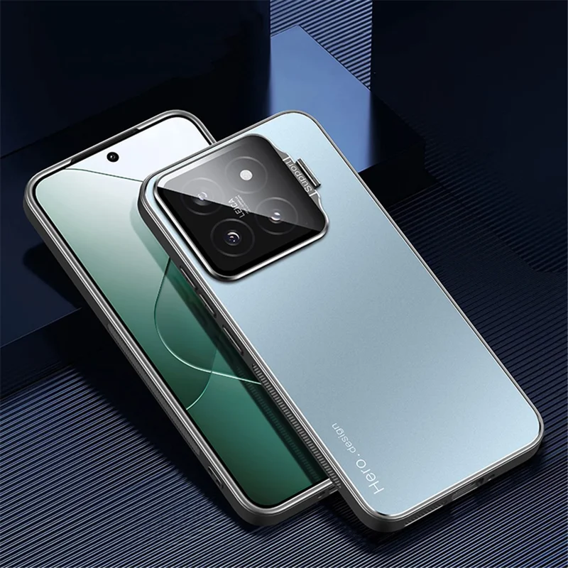 For Xiaomi 14 Case with Lens Kickstand Shockproof PC+TPU Phone Cover - Blue