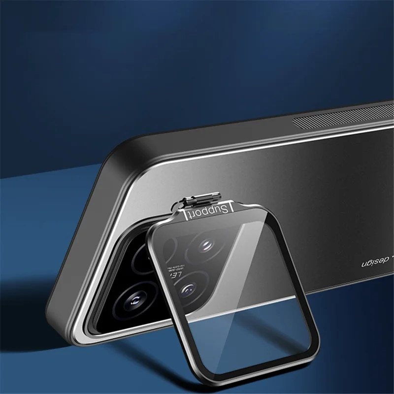 For Xiaomi 14 Case with Lens Kickstand Shockproof PC+TPU Phone Cover - Blue