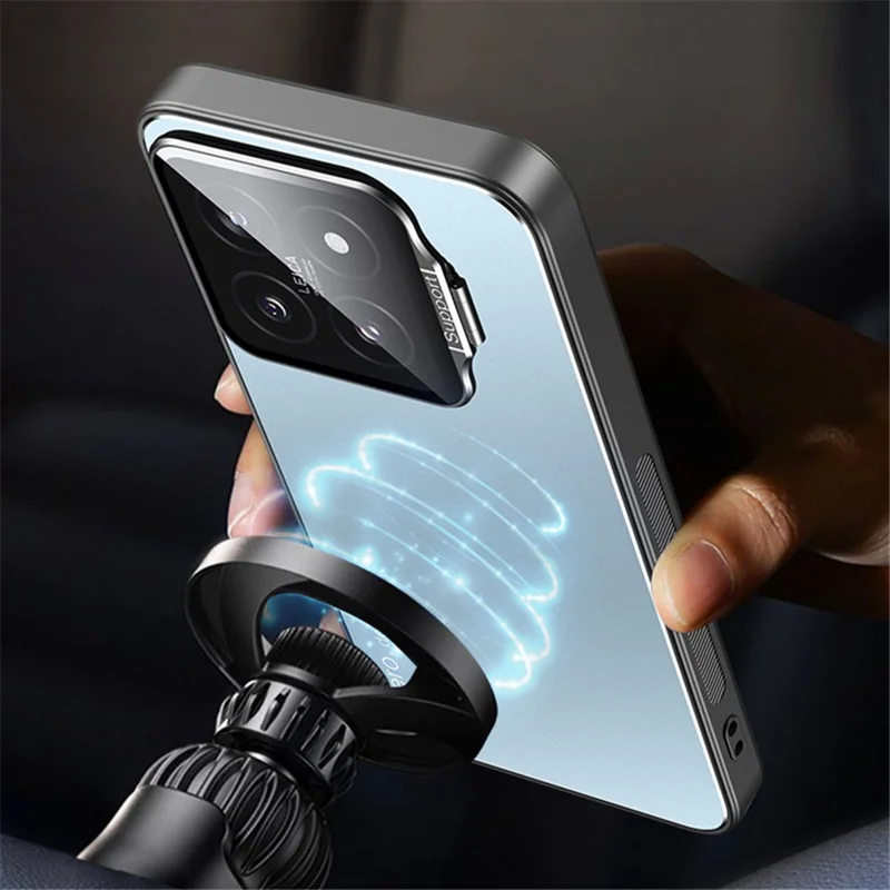 For Xiaomi 14 Case with Lens Kickstand Shockproof PC+TPU Phone Cover - Blue