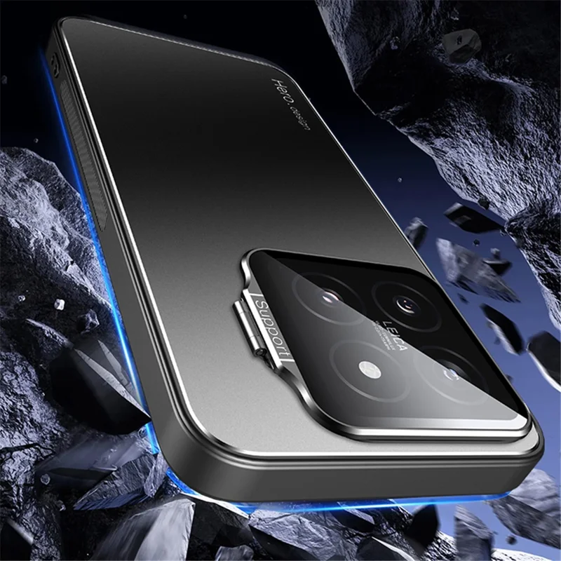 For Xiaomi 14 Case with Lens Kickstand Shockproof PC+TPU Phone Cover - Blue