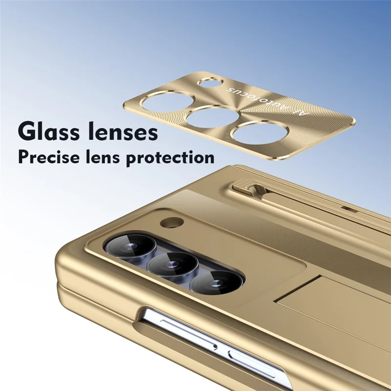 Pour Samsung Galaxy Z Fold6 5G Étui à Béquille Étui PC Téléphone avec Film en Verre Trempé / Stylet - Or