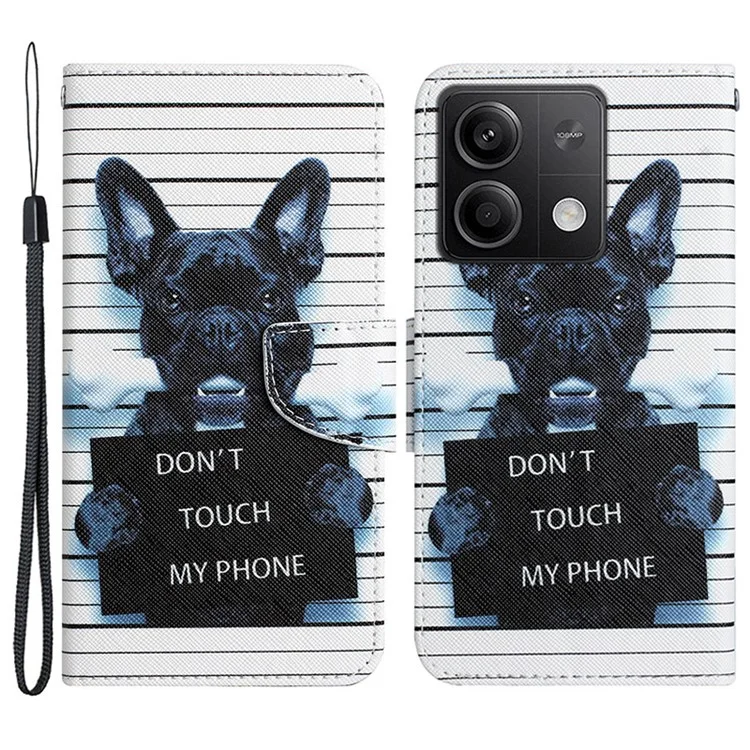 For Xiaomi Redmi Note 13 5G Case PU Leather Magnetic Clasp Pattern Printing Phone Cover - Don't Touch My Phone