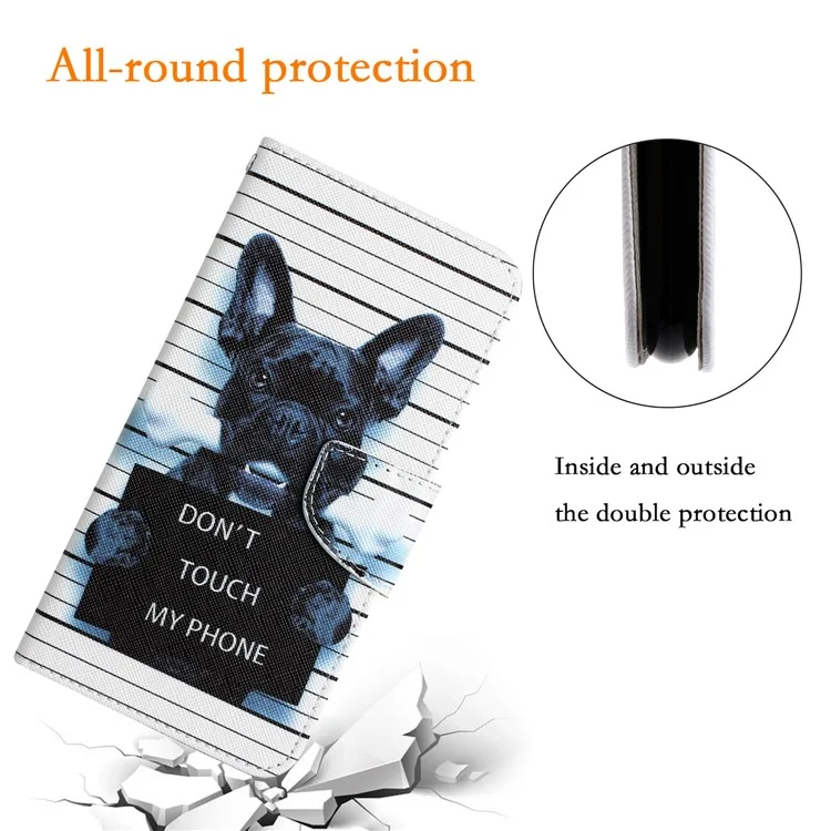 For Xiaomi Redmi Note 13 5G Case PU Leather Magnetic Clasp Pattern Printing Phone Cover - Don't Touch My Phone