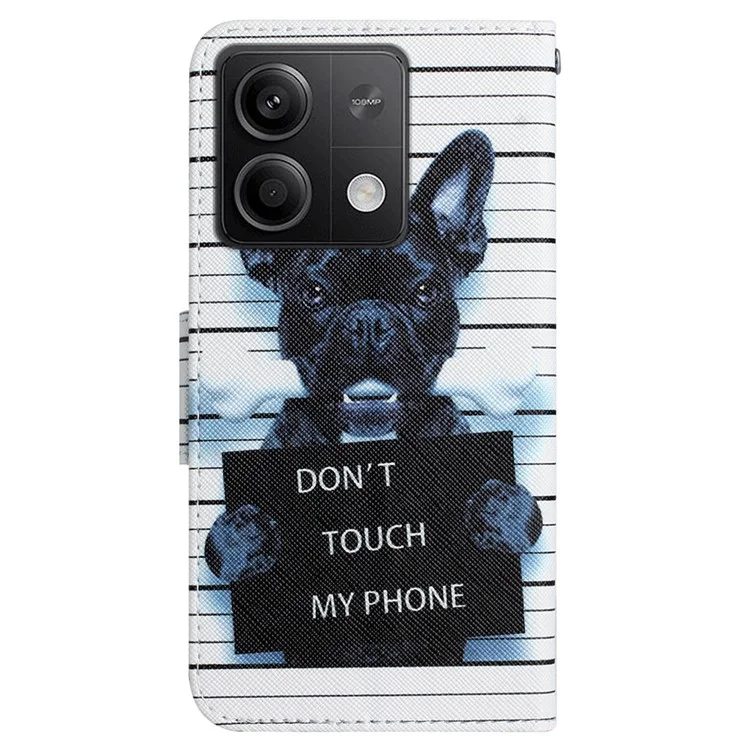 For Xiaomi Redmi Note 13 5G Case PU Leather Magnetic Clasp Pattern Printing Phone Cover - Don't Touch My Phone