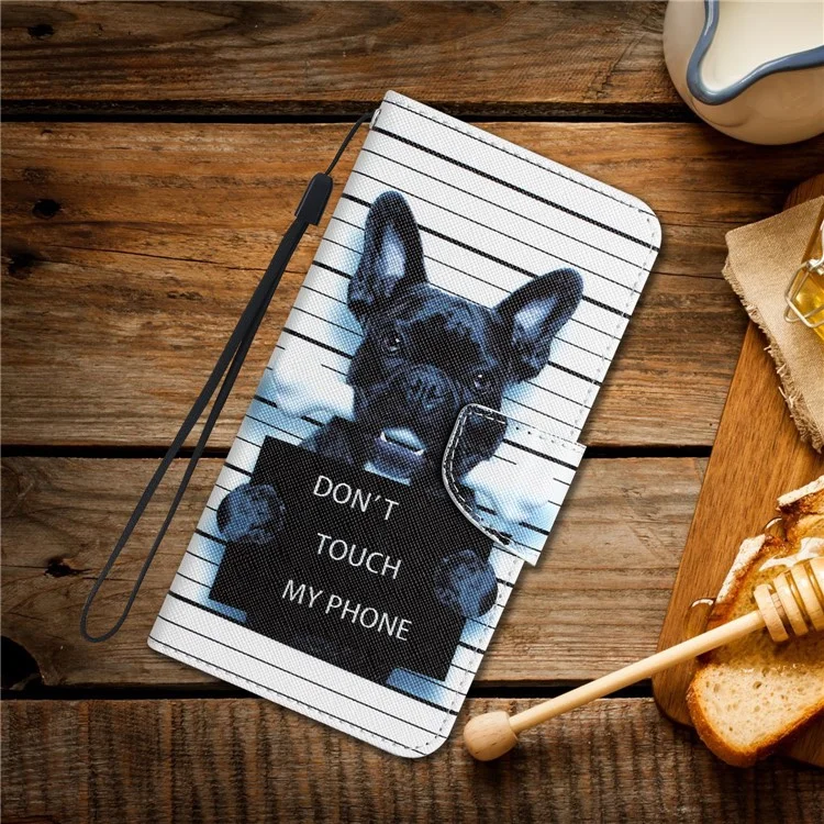 For Xiaomi Redmi Note 13 5G Case PU Leather Magnetic Clasp Pattern Printing Phone Cover - Don't Touch My Phone