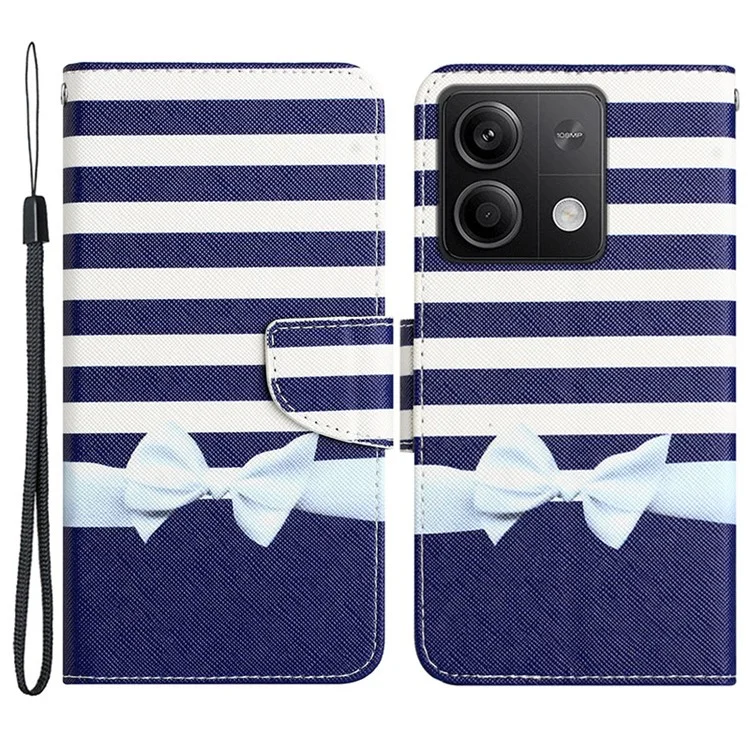 For Xiaomi Redmi Note 13 5G Case PU Leather Magnetic Clasp Pattern Printing Phone Cover - Bowknot