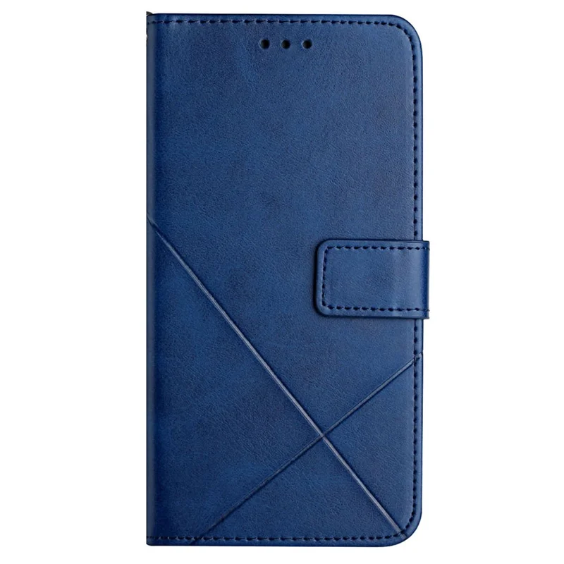 For Xiaomi Redmi Note 13 Pro 4G / Poco M6 Pro 4G Case Lines Imprinted PU Leather Wallet Stand Phone Cover - Blue