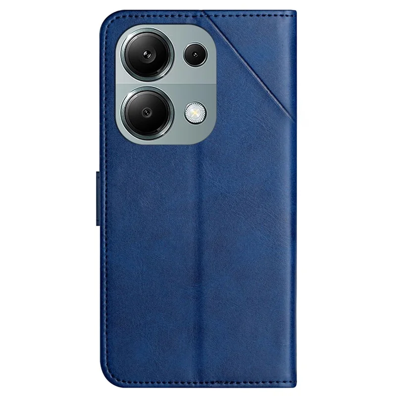 For Xiaomi Redmi Note 13 Pro 4G / Poco M6 Pro 4G Case Lines Imprinted PU Leather Wallet Stand Phone Cover - Blue