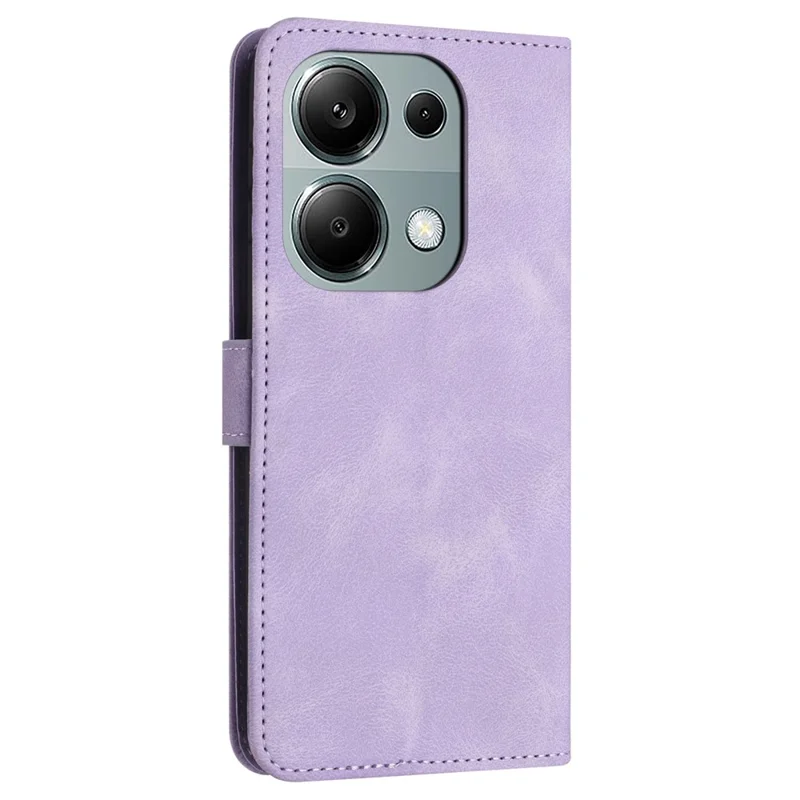 For Xiaomi Redmi Note 13 Pro 4G / Poco M6 Pro 4G Wallet Case Solid Color PU Leather Stand Phone Cover - Purple