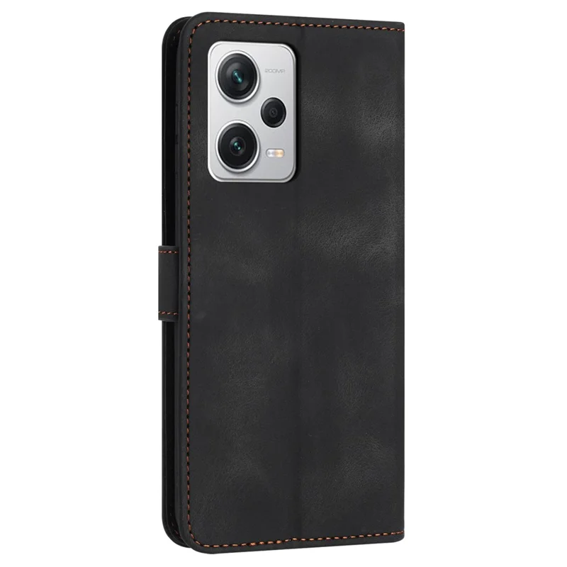 Para Xiaomi Redmi Note 12 5G (China) / (Índia) / (Global) / Poco X5 5G Capa Pele-toque Capa de Telefone de Couro - Preto