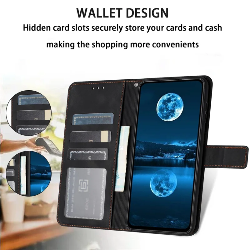 For Xiaomi Redmi Note 12 Pro 5G / 12 Pro Speed 5G / Poco X5 Pro 5G Leather Case Wallet Phone Cover with Strap - Black