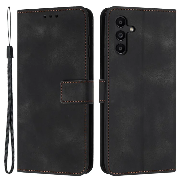 Für Samsung Galaxy S23 FE Case Skin-touch PU Leder Geldbörse Folio Flip Handyhülle - Schwarz