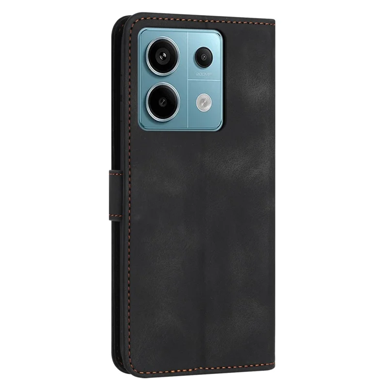 For Xiaomi Redmi Note 13 5G Leather Case Solid Color Wallet Protective Phone Cover - Black