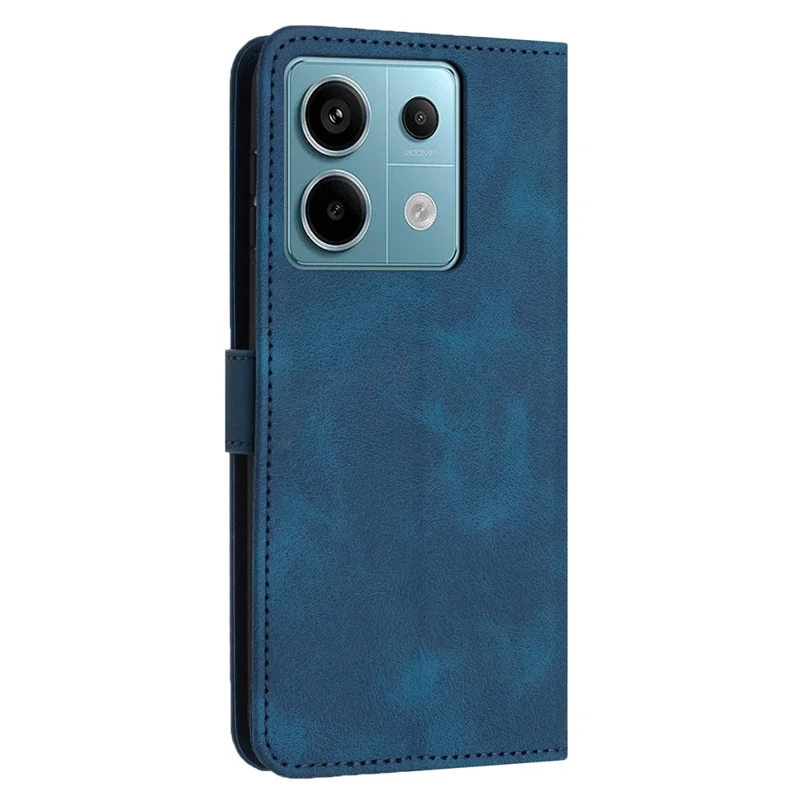 For Xiaomi Redmi Note 13 5G Leather Case Solid Color Wallet Protective Phone Cover - Blue