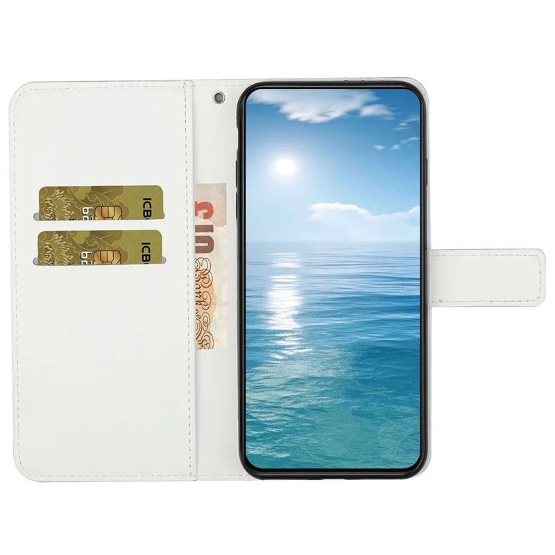 Para Xiaomi Redmi Note 13 5G Capa de Telefone Estilo Étnico Padrão de Flor Impresso Capa de Couro - Branco