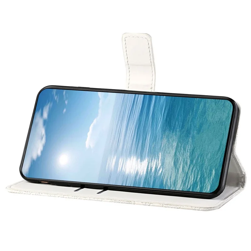 Para Xiaomi Redmi Note 13 5G Capa de Telefone Estilo Étnico Padrão de Flor Impresso Capa de Couro - Branco