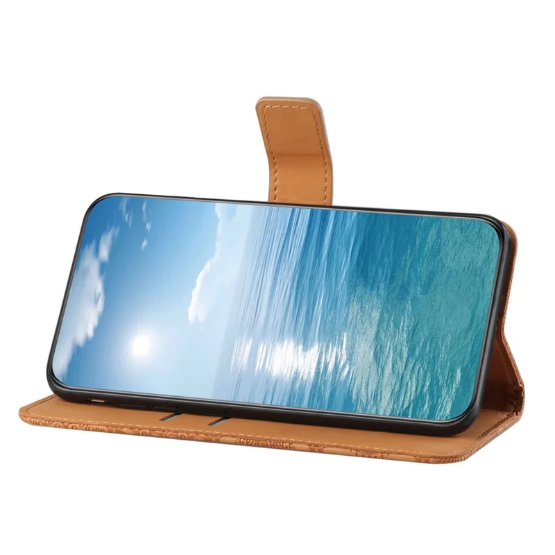 For Xiaomi Redmi Note 13 Pro 4G / Poco M6 Pro 4G Phone Case Ethnic Style Flower Imprinted Leather Flip Cover - Brown