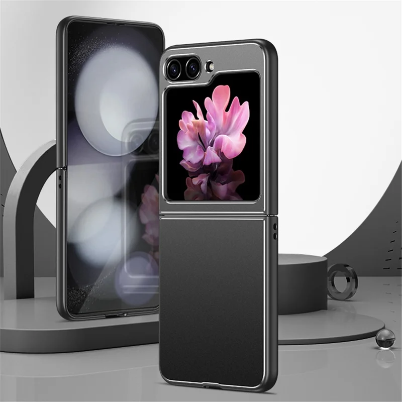 For Samsung Galaxy Z Flip 5G Case Metal+PC+TPU Matte Cell Phone Protective Cover - Black