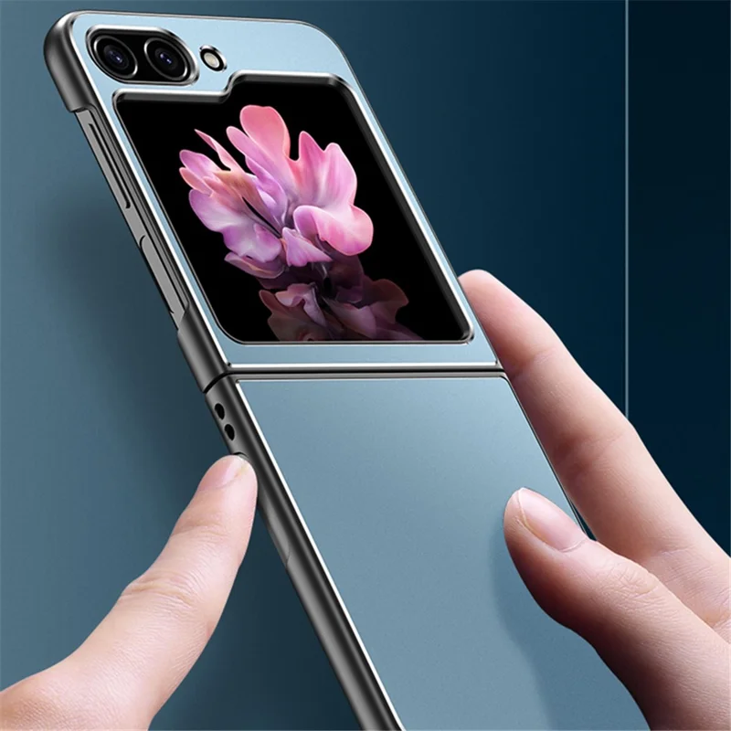 For Samsung Galaxy Z Flip 5G Case Metal+PC+TPU Matte Cell Phone Protective Cover - Black