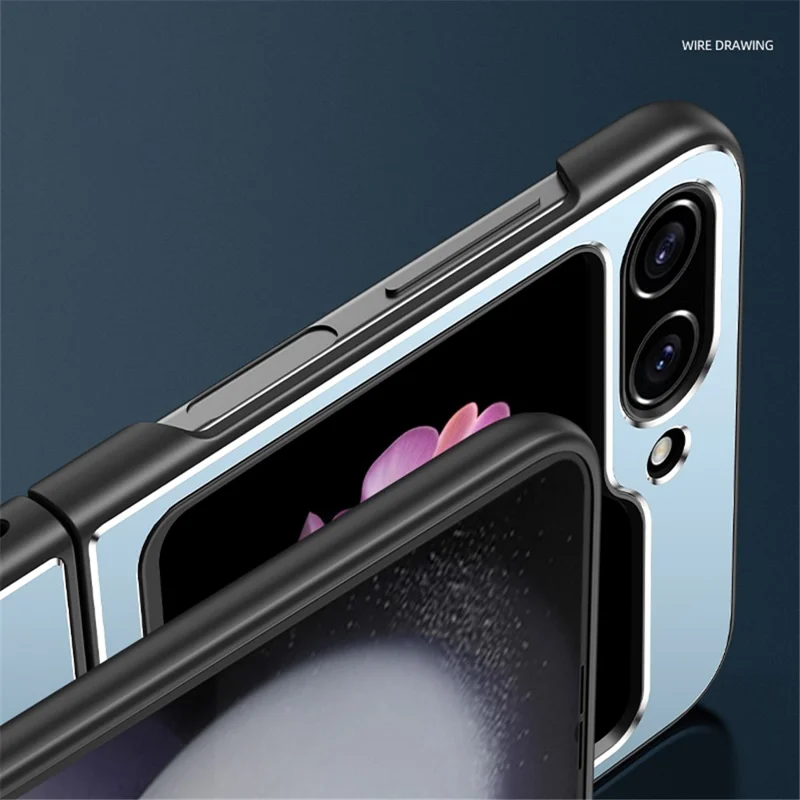 Pour Samsung Galaxy Z Flip 5G Case Metal + pc + Tpu Matte Cell Téléphone Couvercle de Protection - Gris