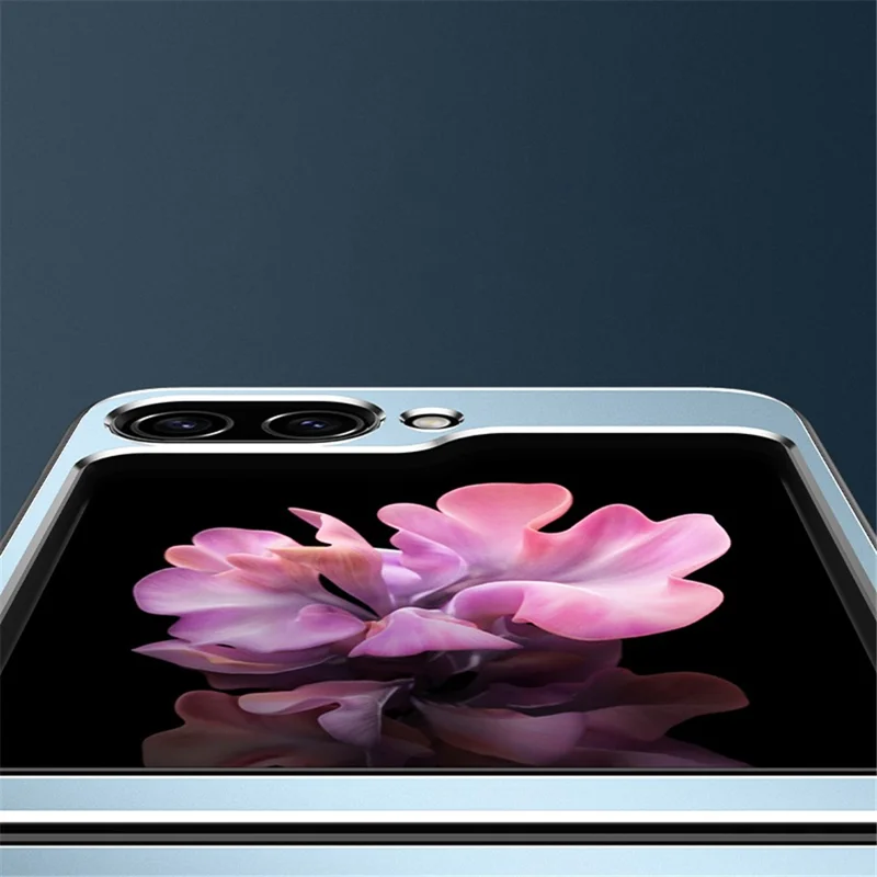 For Samsung Galaxy Z Flip 5G Case Metal+PC+TPU Matte Cell Phone Protective Cover - Blue