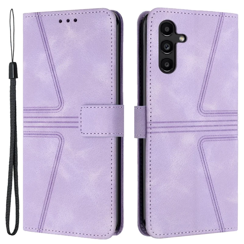 For Samsung Galaxy S23 FE Case Triangle Imprinted Anti-scratch Phone Wallet Cover - Purple