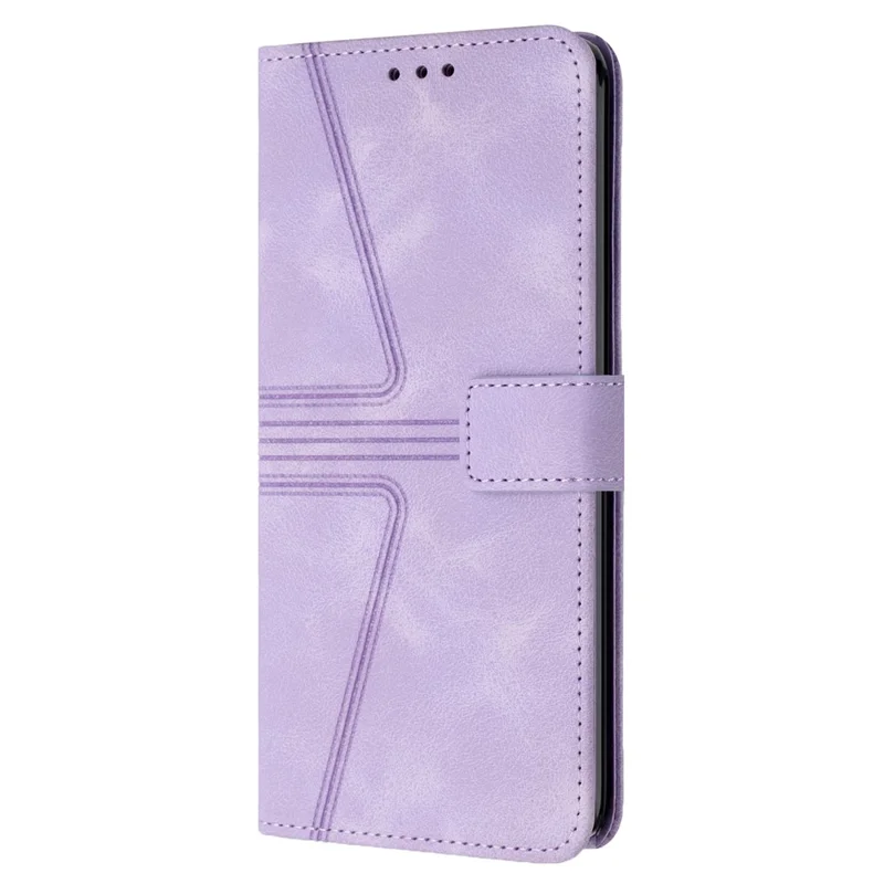 For Samsung Galaxy S23 FE Case Triangle Imprinted Anti-scratch Phone Wallet Cover - Purple