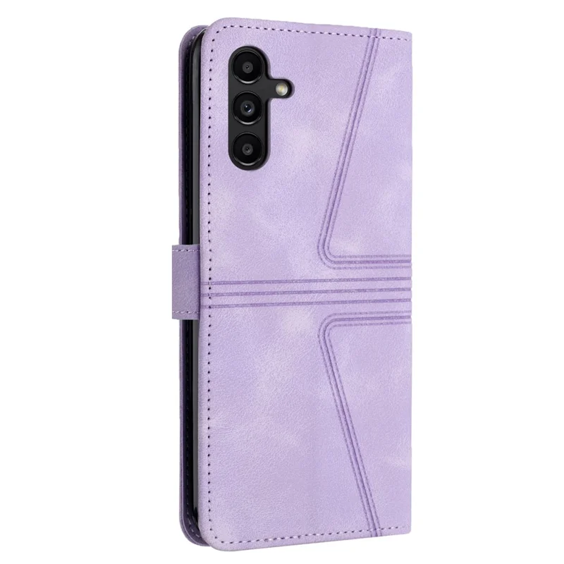 For Samsung Galaxy S23 FE Case Triangle Imprinted Anti-scratch Phone Wallet Cover - Purple