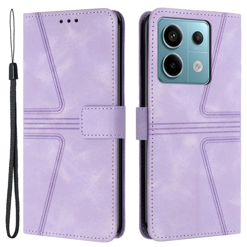 Voor Xiaomi Redmi Note 13 5G Hoesje Vouwbaar Standje Driehoek Motief Leer Telefoonhoes - Paars