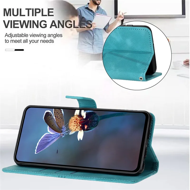 For Samsung Galaxy A35 5G Wallet Case Anti-Drop Triangle Imprinted Leather Phone Cover - Green