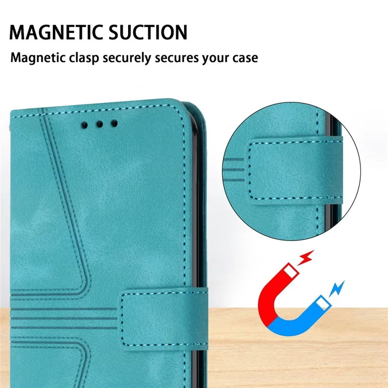 For Samsung Galaxy A35 5G Wallet Case Anti-Drop Triangle Imprinted Leather Phone Cover - Green