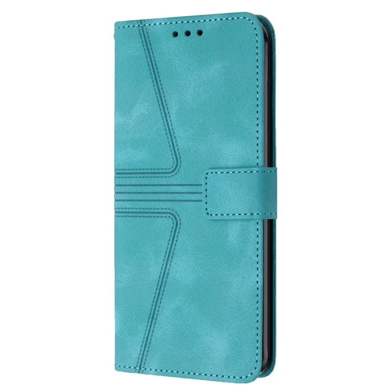 For Samsung Galaxy A35 5G Wallet Case Anti-Drop Triangle Imprinted Leather Phone Cover - Green