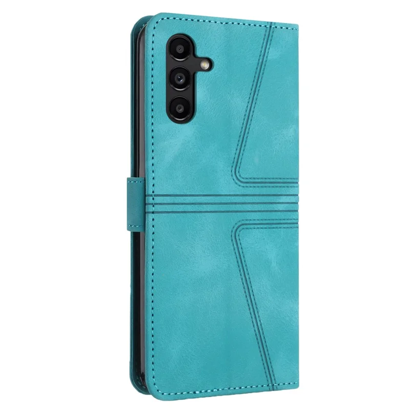 For Samsung Galaxy A35 5G Wallet Case Anti-Drop Triangle Imprinted Leather Phone Cover - Green