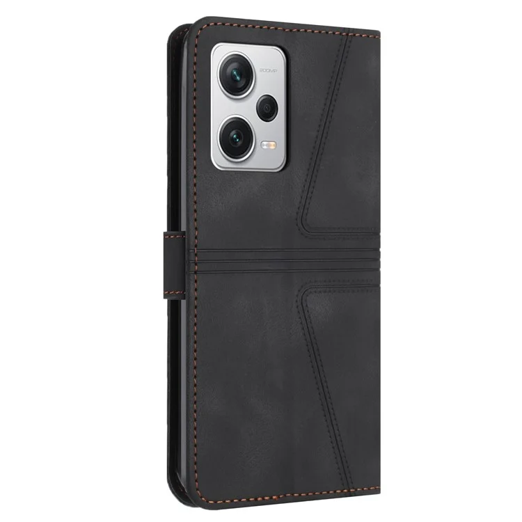 For Xiaomi Redmi Note 12 Pro 5G / Poco X5 Pro 5G / Redmi Note 12 Pro Speed 5G Phone Case Imprinted Magnetic Clasp Cover - Black