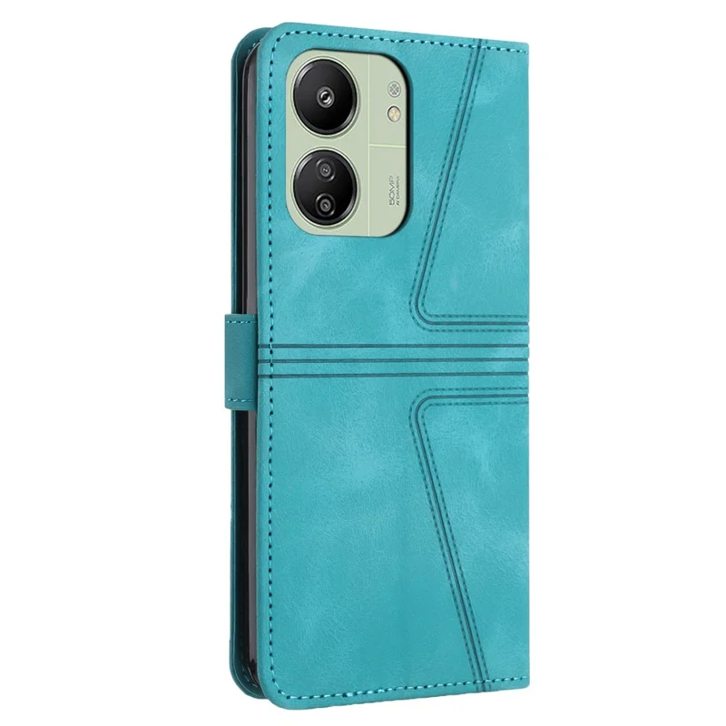 Per Xiaomi Redmi 13C 4G / 5G / 13R 5G / Poco M6 5G / Poco C65 4G Cover Custodia Portafoglio in Pelle con Motivo Triangolare Impresso - Verde