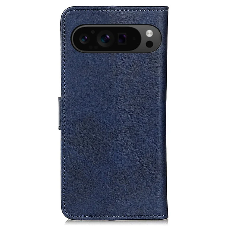For Google Pixel 10 Pro XL / 9 Pro XL Case Cowhide Texture Leather Wallet Stand Shockproof Phone Cover - Blue