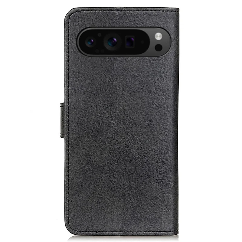 For Google Pixel 10 Pro XL / 9 Pro XL Case Cowhide Texture Leather Wallet Stand Shockproof Phone Cover - Black