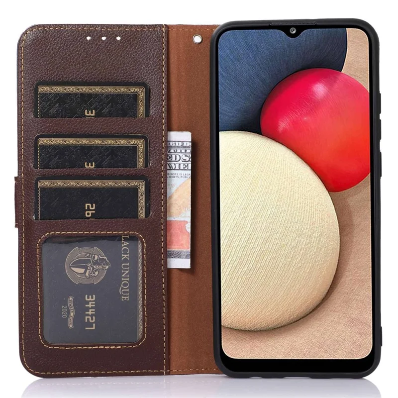 KHAZNEH For Google Pixel 10 Pro XL / 9 Pro XL Case RFID Blocking Leather Litchi Texture Phone Cover - Brown